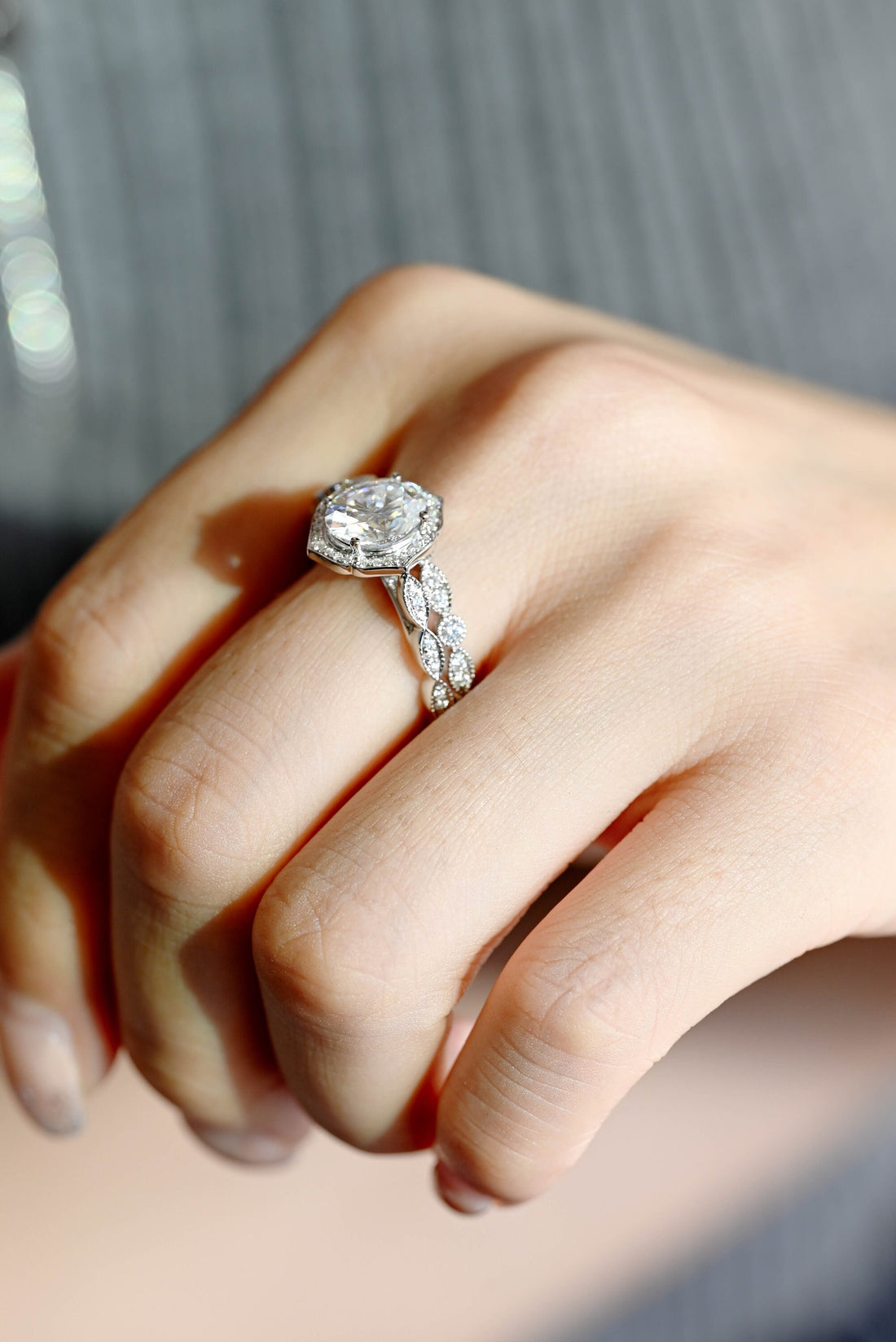 Solid Gold Oval Cut Moissanite Engagement Ring and Wedding Band Set, Vintage Bridal Ring Set, Art Deco Ring, Anniversary Gift for Woman,Wife