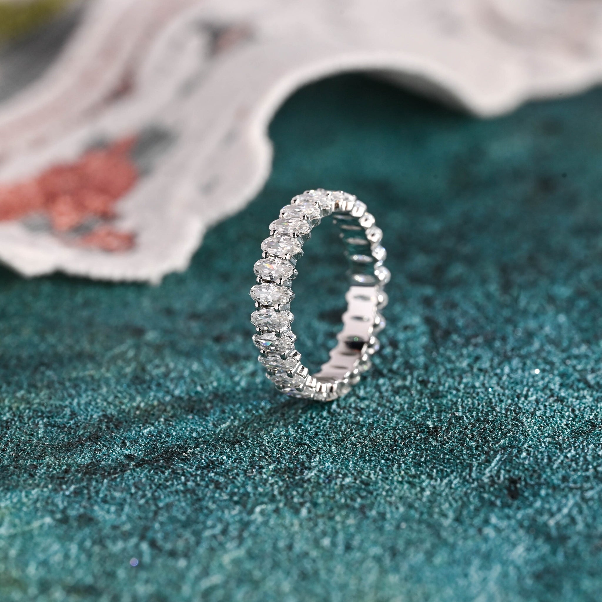Full Eternity Oval Cut Moissanite Wedding Band for Woman
