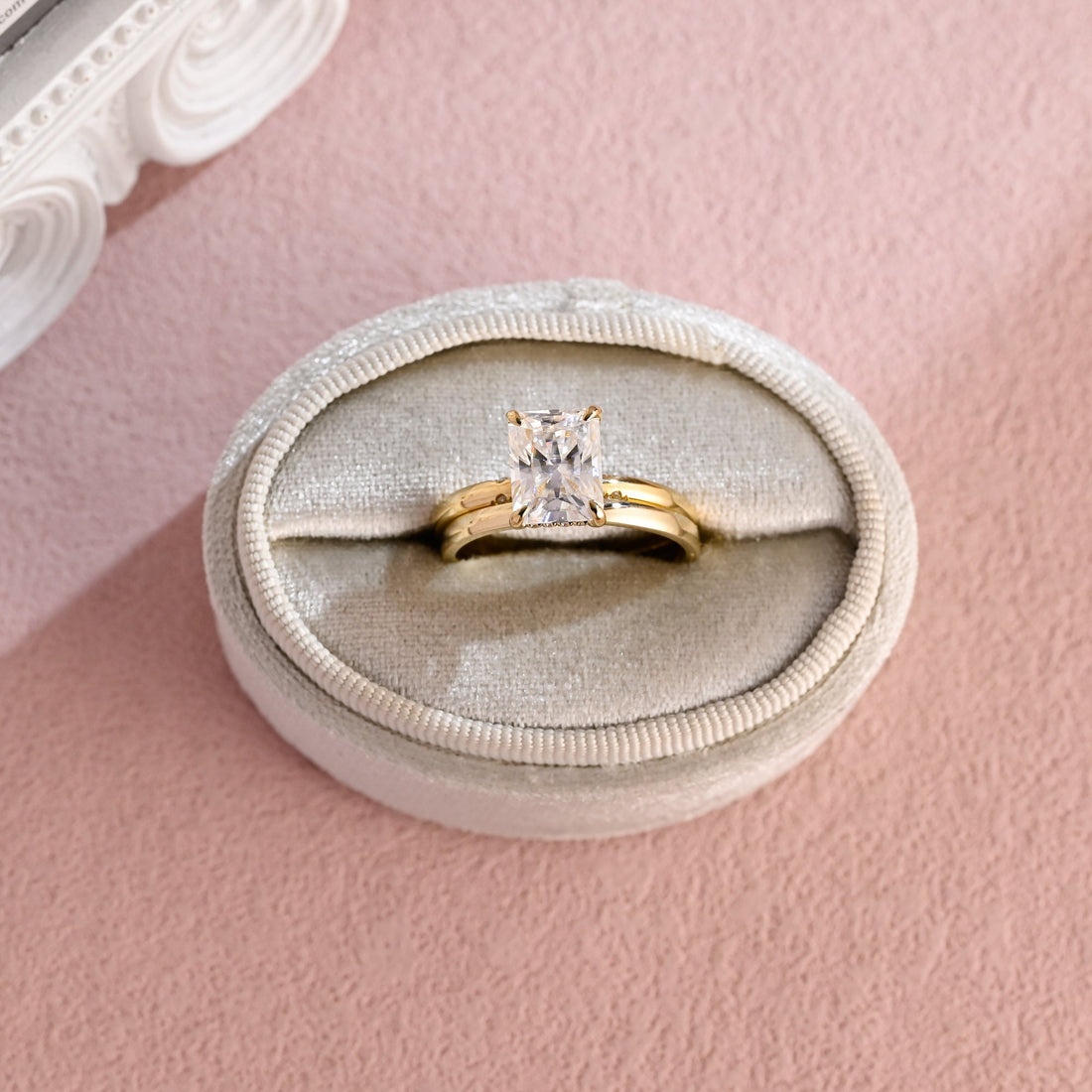 3ct Radiant Cut Moissanite Plain Wedding Matching Band Gift for Women