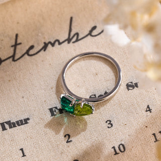 1ct Emerald & Pear Cut Peridot Toi Et Moi Ring