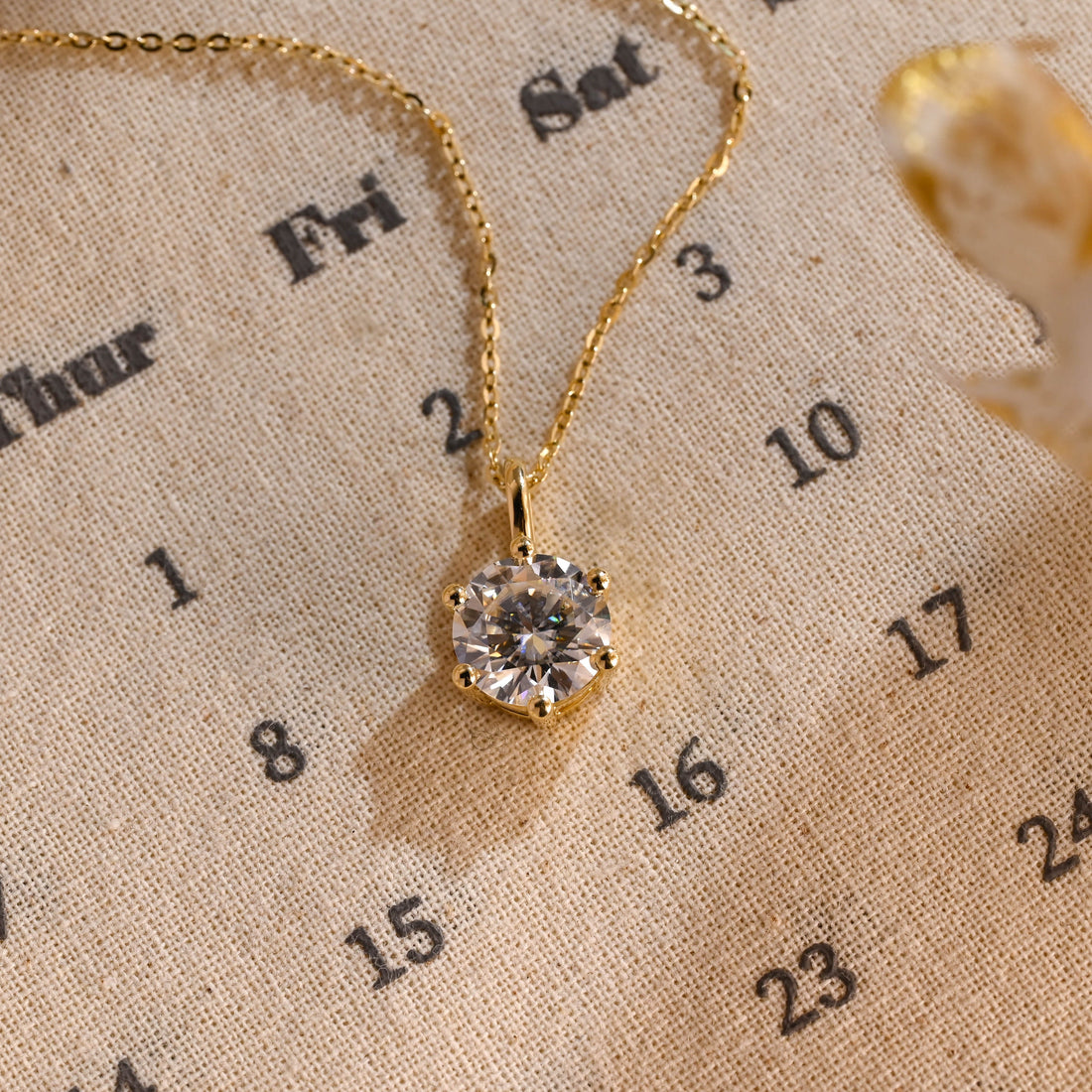 Solitaire Round Moissanite Engagement Pendant Necklace, Solid Gold Moissanite Diamond Pendant Necklace Anniversary/Birthday/Christmas Gift
