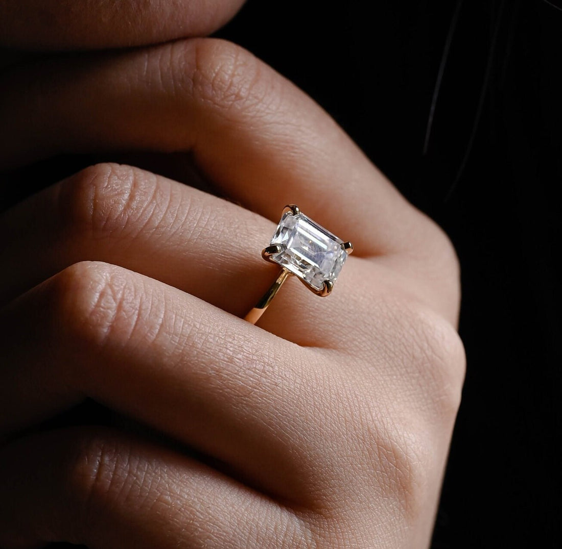 4 Ct Solitaire Emerald Cut Diamond Engagement Ring