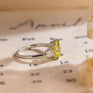 3ct Three Stone Yellow Sapphire Radiant Engagement Ring