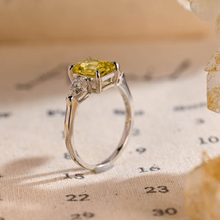 3ct Three Stone Yellow Sapphire Radiant Engagement Ring