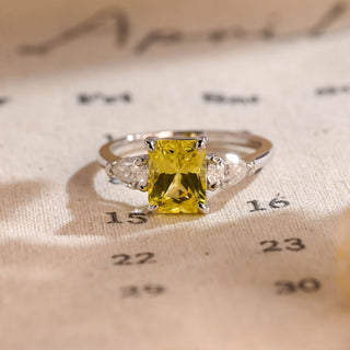 3ct Three Stone Yellow Sapphire Radiant Engagement Ring