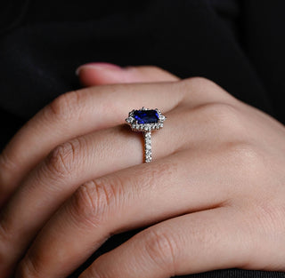 5mm Vintage Emerald Cut Sapphire Engagement Ring