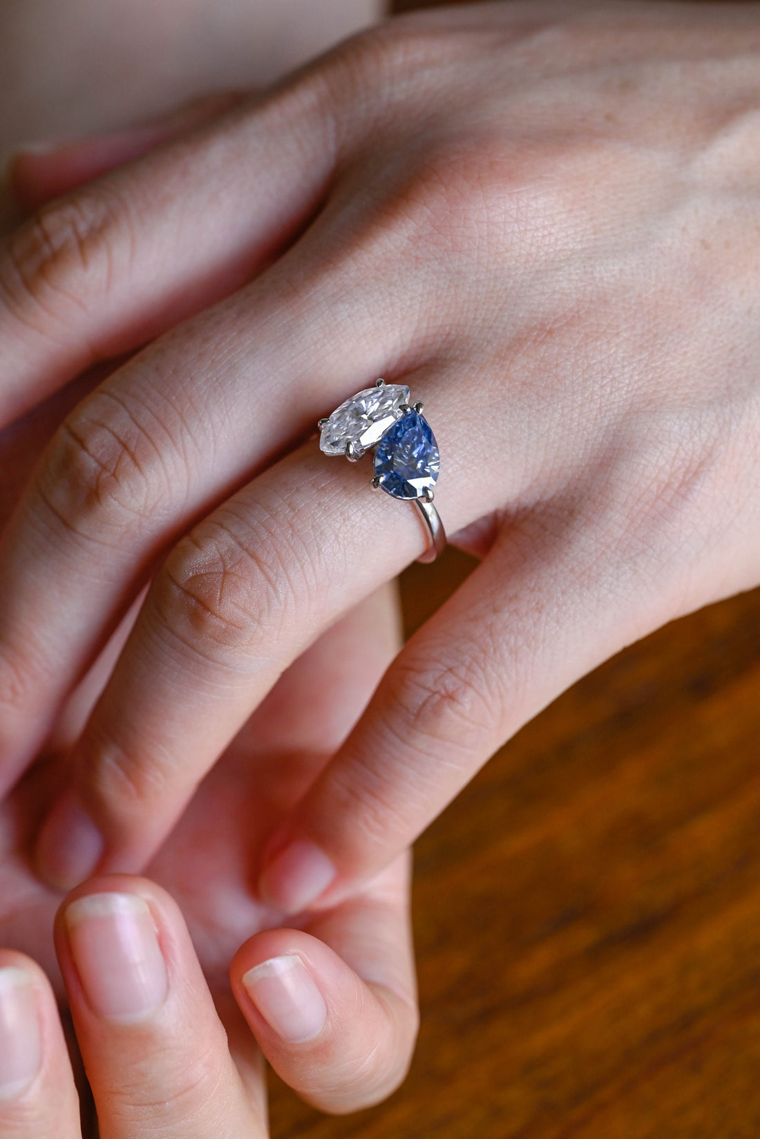 2.00ct Marquise and Pear Toi Et Moi Diamond Engagement Ring