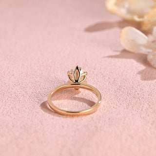 9mm Oval Diamond Engagement Ring Flower Petal Setting