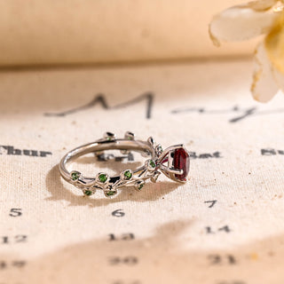 6.5 mm Pigeon-Blood Ruby Round Engagement Ring