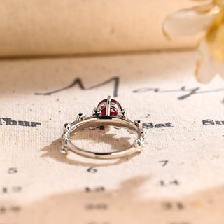 6.5 mm Pigeon-Blood Ruby Round Engagement Ring