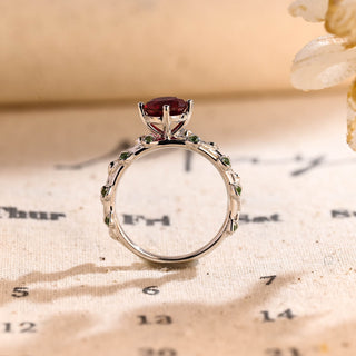 6.5 mm Pigeon-Blood Ruby Round Engagement Ring