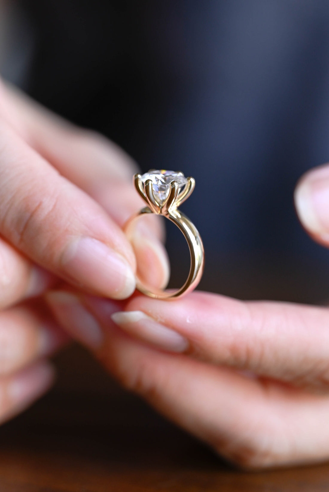 3.5mm Round Cut Diamond Solitaire Engagement Ring 6 Prong