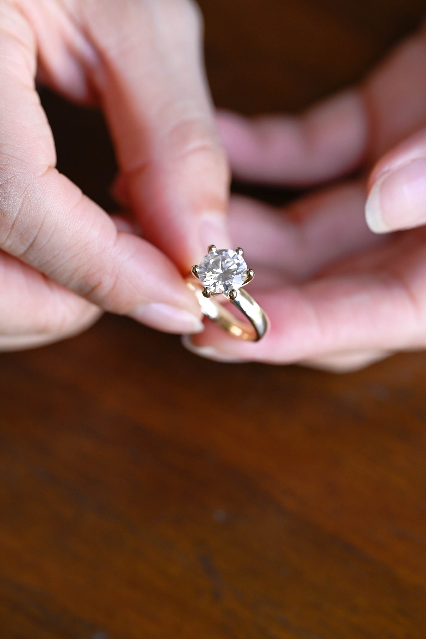 3.5mm Round Cut Diamond Solitaire Engagement Ring 6 Prong