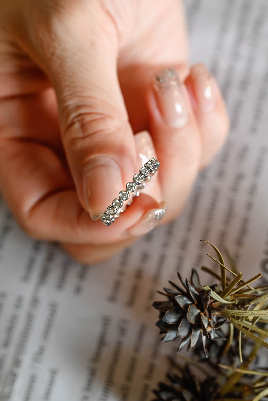 Round Moissanite Full Eternity Wedding Band