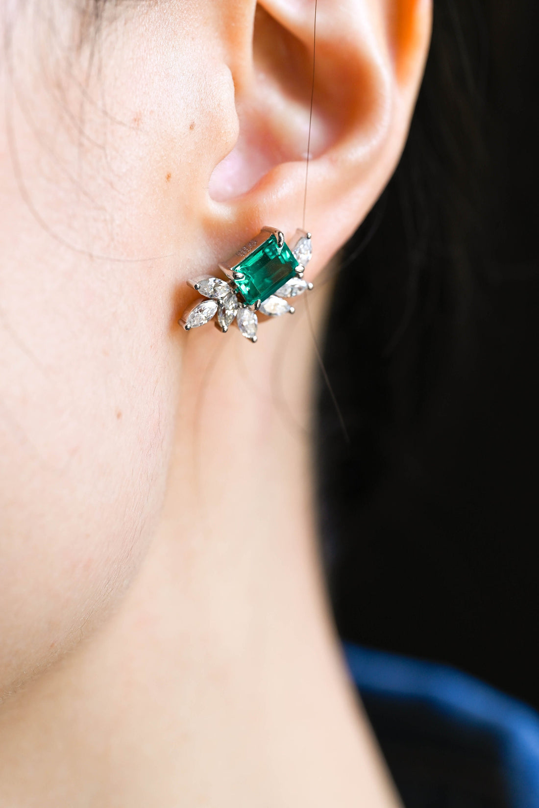 Solid Gold Lab Grown Emerald Earring Studs, Elegant Wedding Earrings, Valentine's Day/ Anniversary/ Birthday Gift for Woman, Wife,Girlfriend