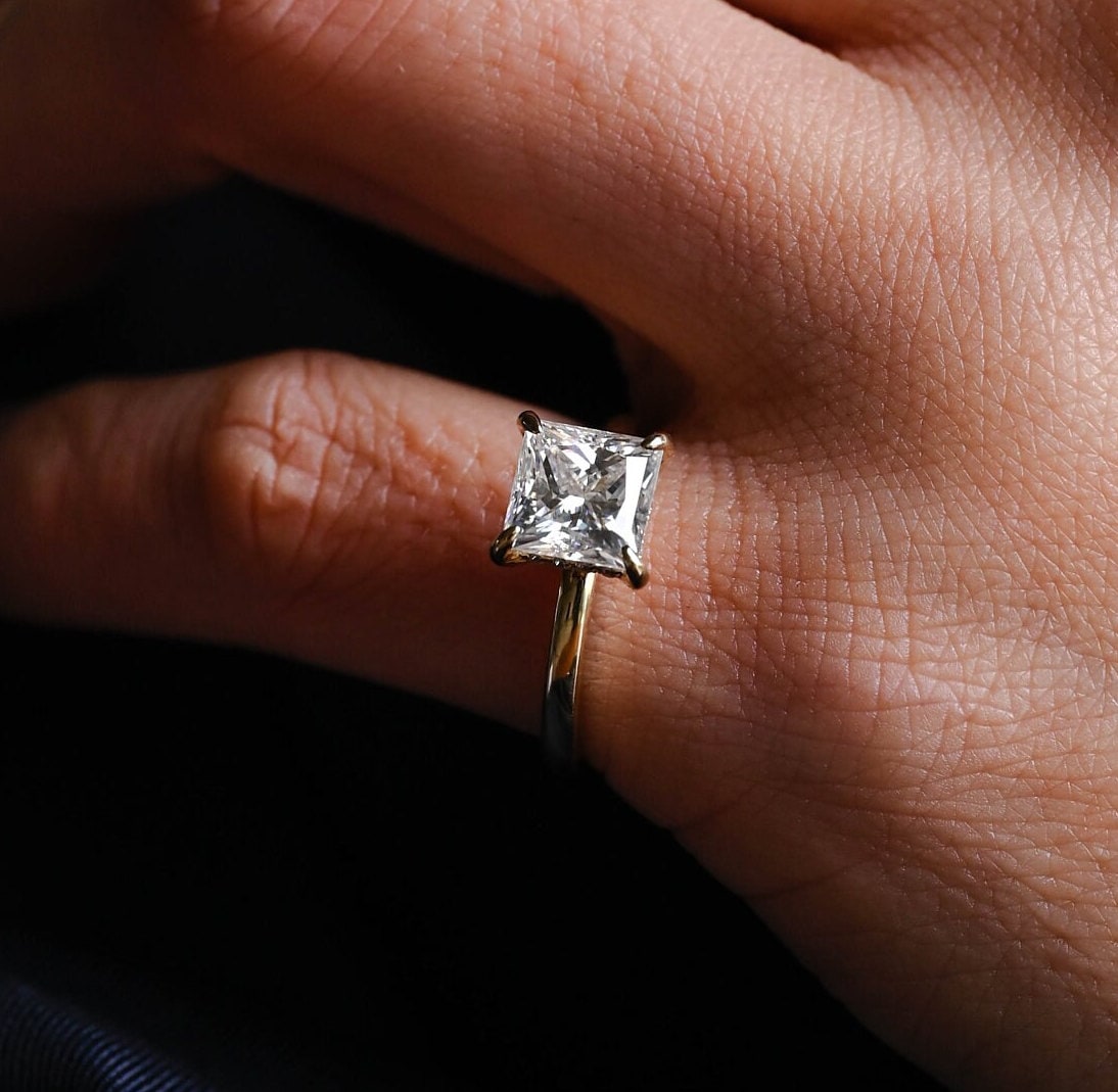2.0ct Princess Cut Hidden Halo Engagement Ring