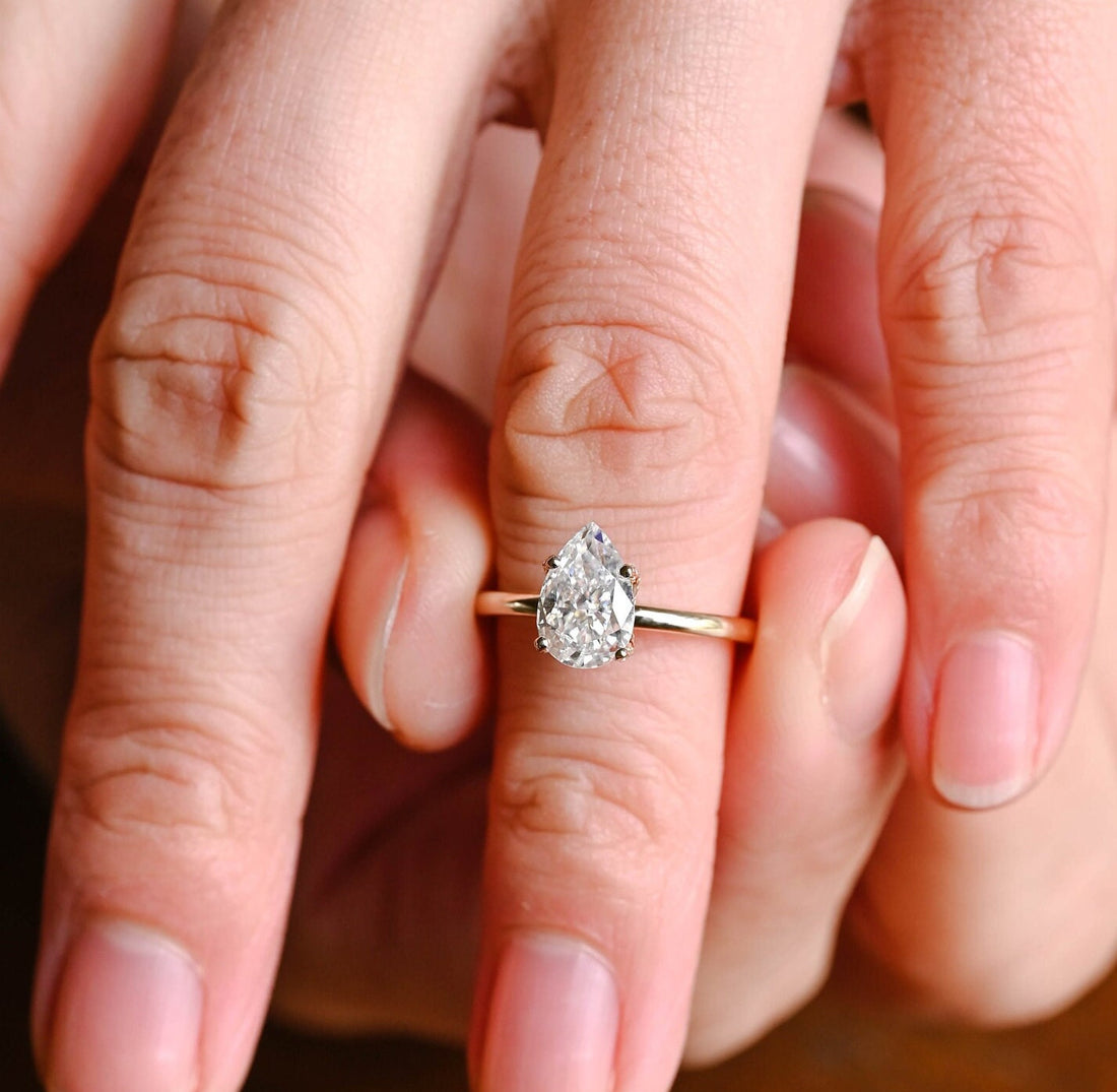 1.50ct Tulip Prong Pave Pear Diamond Engagement Ring