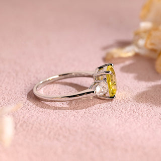 3.00ct Radiant Cut Three Stone Yellow Sapphire Engagement Ring