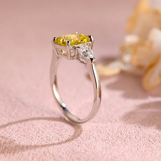 3.00ct Radiant Cut Three Stone Yellow Sapphire Engagement Ring