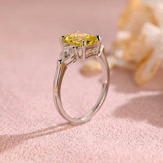 3.00ct Radiant Cut Three Stone Yellow Sapphire Engagement Ring