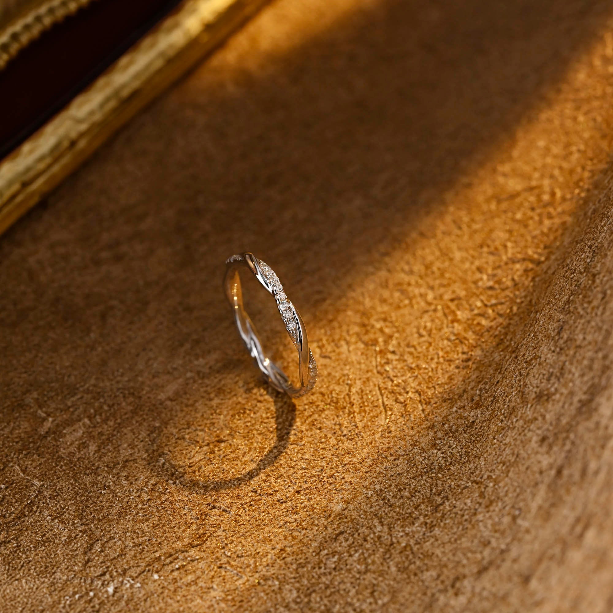 Solid Gold Moissanite Petite Twist Wedding Ring
