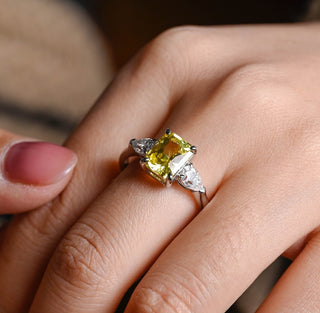 3ct Three Stone Yellow Sapphire Radiant Engagement Ring