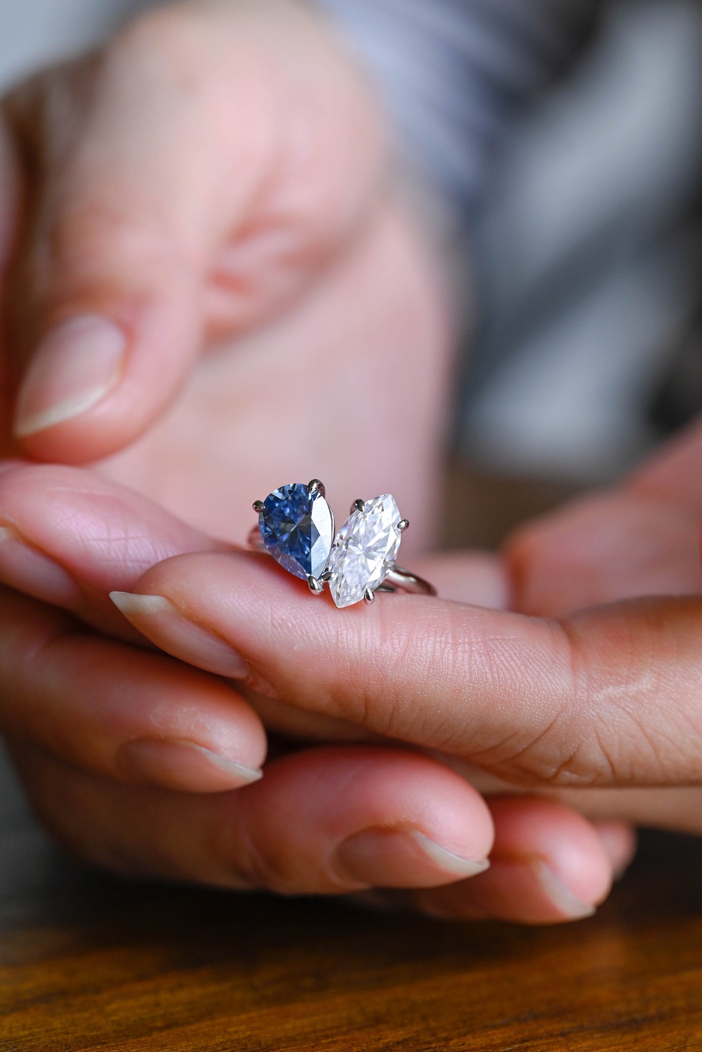 2.00ct Marquise and Pear Toi Et Moi Diamond Engagement Ring