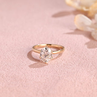 9mm Oval Diamond Engagement Ring Flower Petal Setting