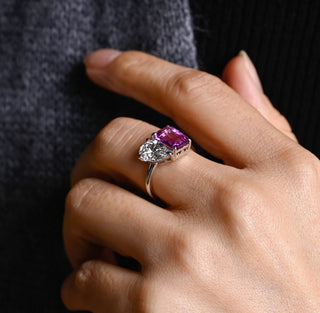 10mm Purple Emerald and Pear Toi Et Moi Engagement Ring