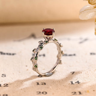 6.5 mm Pigeon-Blood Ruby Round Engagement Ring