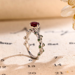 6.5 mm Pigeon-Blood Ruby Round Engagement Ring