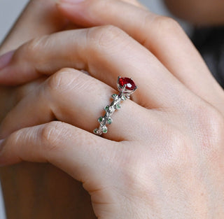 6.5 mm Pigeon-Blood Ruby Round Engagement Ring