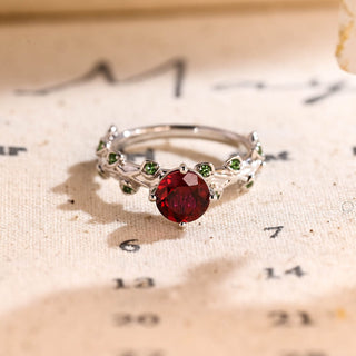 6.5 mm Pigeon-Blood Ruby Round Engagement Ring