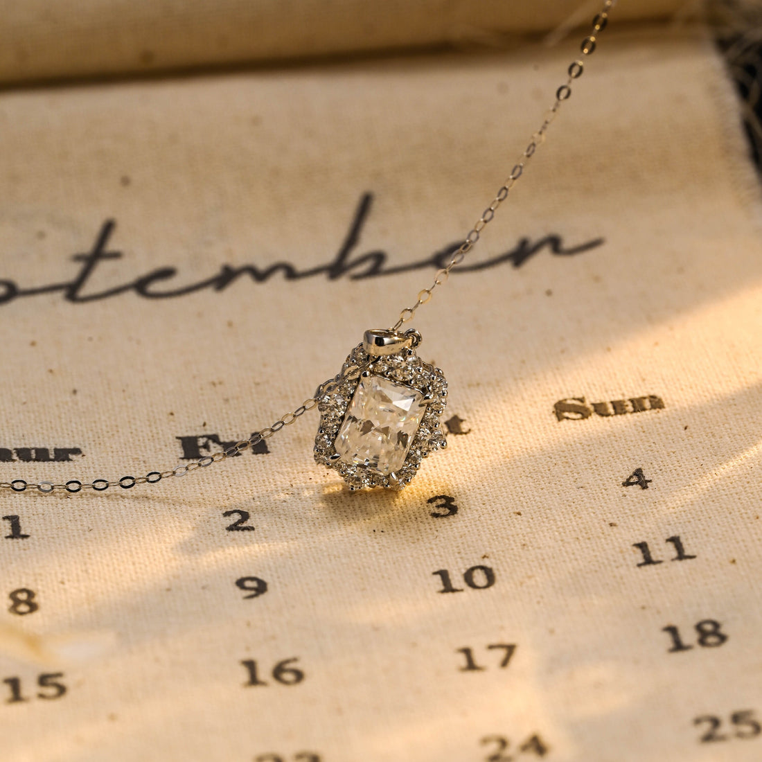 Halo Radiant Moissanite Engagement Pendant Necklace, Solid Gold Moissanite Diamond Pendant Necklace Anniversary/Birthday/Christmas Gift