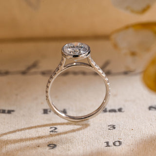 2.00ct Bezel Oval Cathedral Diamond Engagement Ring