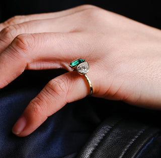 1.25ct Pear & 1.50ct Emerald Toi Et Moi Engagement Ring