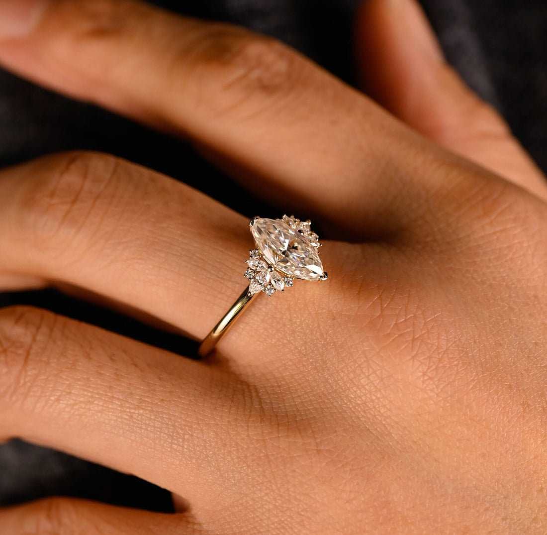 2.00ct Bezel Prong Marquise Cluster Engagement Ring