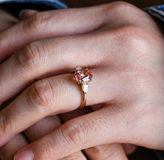 2.00ct Pink Sapphire Three Stone Oval Engagement Ring