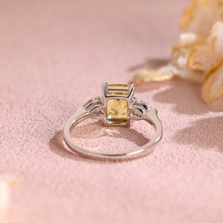 3.00ct Radiant Cut Three Stone Yellow Sapphire Engagement Ring