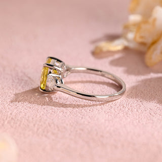 3.00ct Radiant Cut Three Stone Yellow Sapphire Engagement Ring