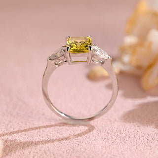 3.00ct Radiant Cut Three Stone Yellow Sapphire Engagement Ring