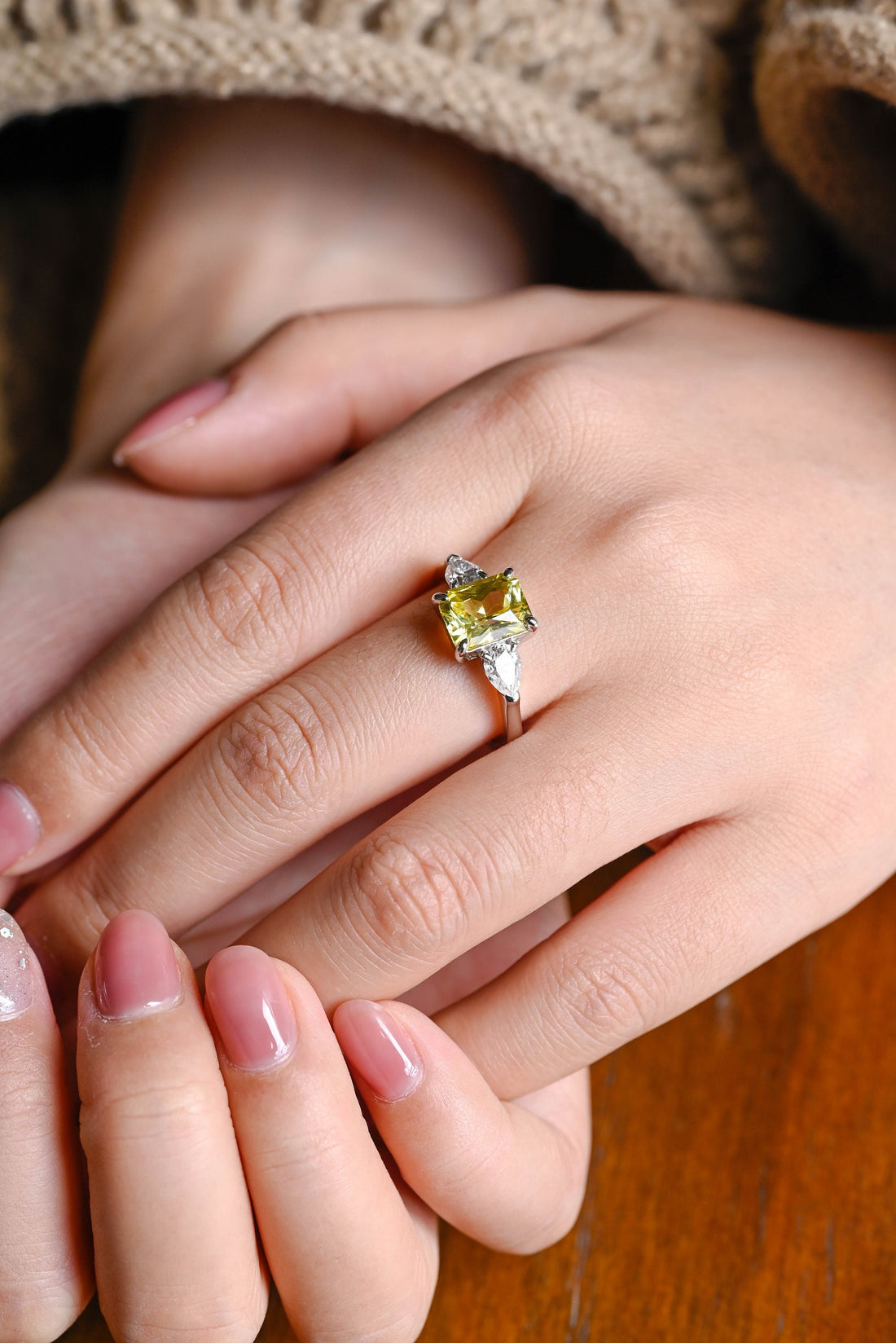 3.00ct Radiant Cut Three Stone Yellow Sapphire Engagement Ring