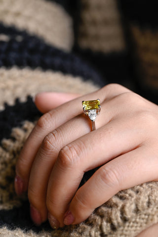 3.00ct Radiant Cut Three Stone Yellow Sapphire Engagement Ring