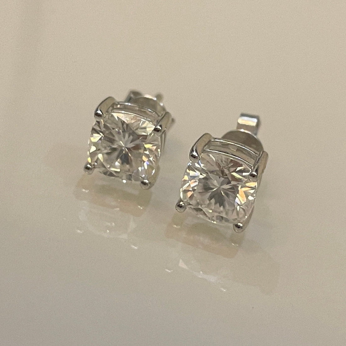 Cushion Cut Moissanite Earrings Studs/14K White Gold Moissanite Studs/1.5ct+1.5ct Anniversary Earrings for Women/Push Back Earrings