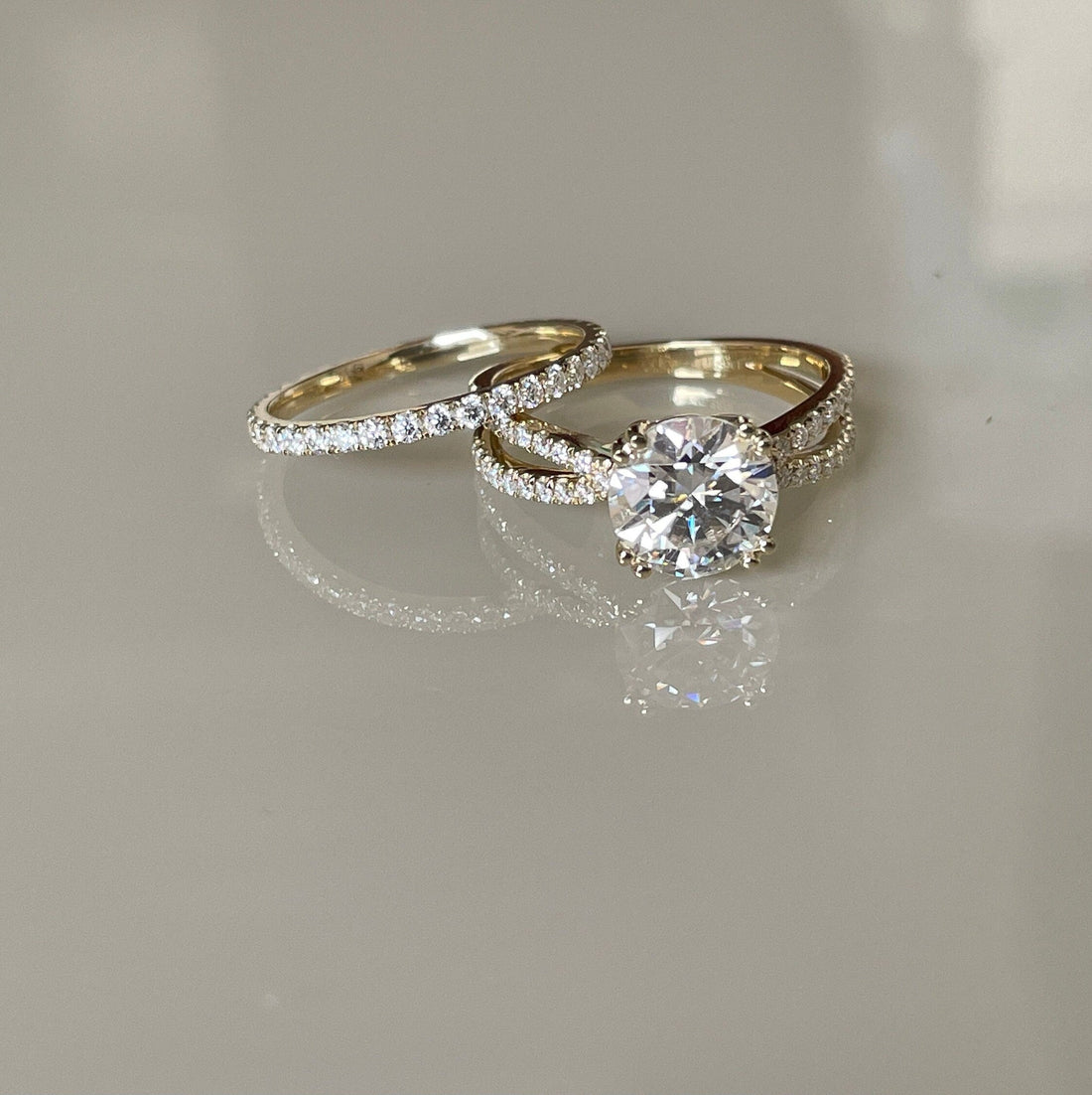 2ct Gold Round Cross Band Moissanite Engagement Ring Set,Vintage Twisted Moissanite Ring, Infinity Criss Cross Moissanite Ring,Wedding Ring