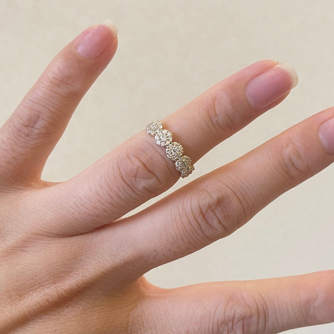 Round Moissanite Half-Eternity Round Moissanite Wedding Ring