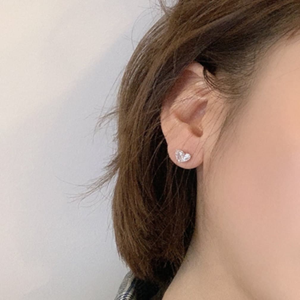 Heart Shaped Moissanite Earrings Studs/14K White Gold Moissanite Studs/Unique Moissanite Anniversary Gift for Her/1ct/2ct/3ct Heart Earrings