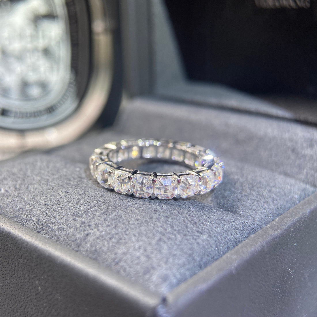 Solid Gold Ascher Cut Full-Eternity Vintage Wedding band for Women