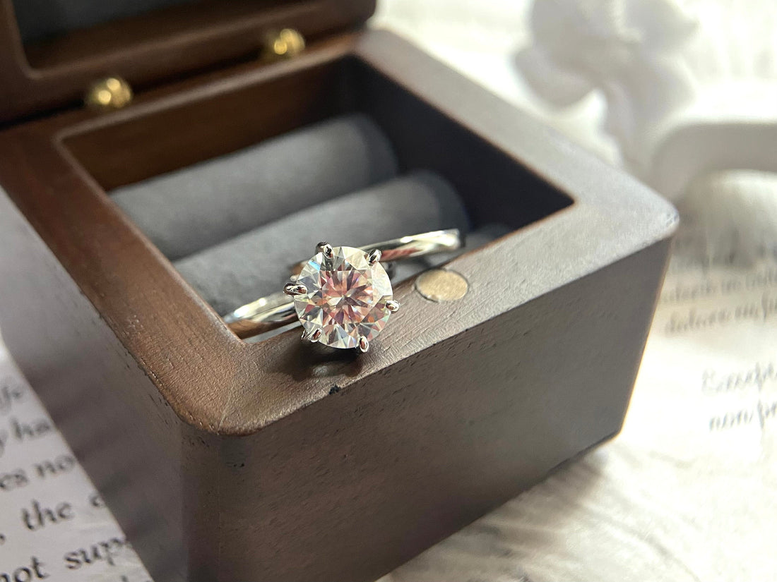 Solid Gold 3ct Round Cut Moissanite Ring Set/14K White Gold Bridal Ring/Colorless Moissanite Bridal Ring For Women/Made to Order Ring
