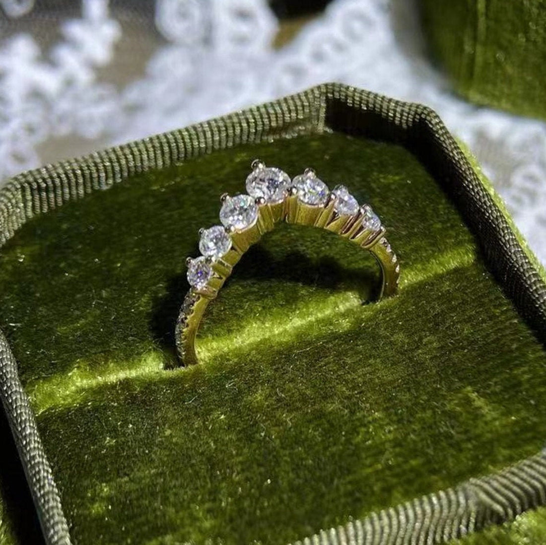 Oval Moissanite Engagement Ring Set, Art Deco Moissanite Daimond Ring, Bridal Anniversary Ring, Vintage Unique Oval Halo Ring, 14K/18K Gold